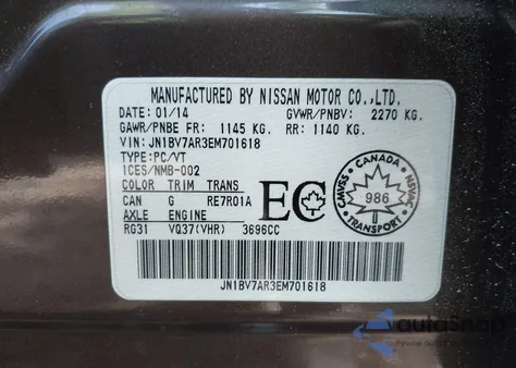 2014 Infiniti Q50 Premium/Sport z USA, uszkodzony, nr VIN JN1BV7AR3EM701618